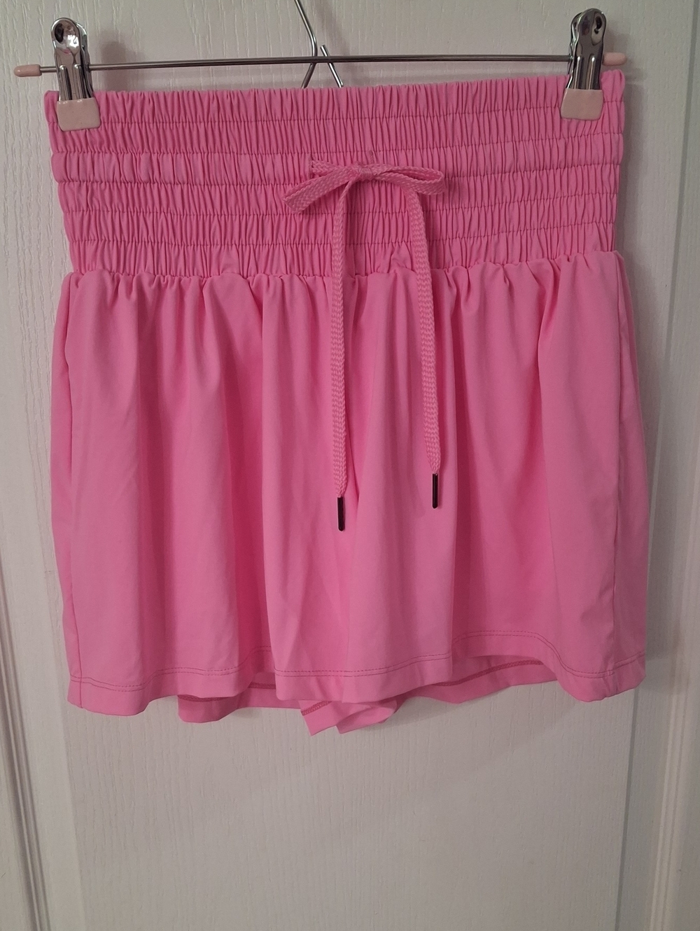 Pink Athletic Shorts With Inner Shorts Smocked Waist NWOT Size XS - Picture 1 of 2